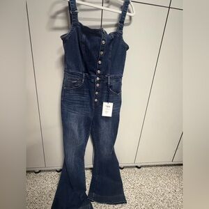 NWT large Dark Wash Denim Button-Front Jumpsuit